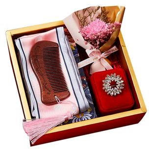 教师节生日小礼物送给老师的长辈员工伴手礼实用中年花茶木梳礼盒