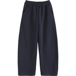 诺诺公主S1N初中生印花运动裤女春秋加绒韩系学院设计感阔腿裤子