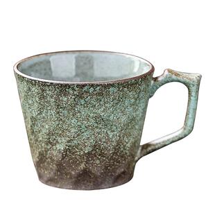 领美陶瓷粗陶咖啡杯碟套装宽口杯复古创意陶瓷杯马克杯简约下午茶