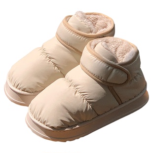 包跟雪地靴女2024新款冬季厚底加绒女鞋羽绒布保暖防水外穿棉鞋男