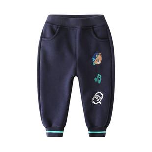 一体绒男童裤小童加绒裤宝宝婴儿运动裤男宝长裤儿童加绒裤子薄绒