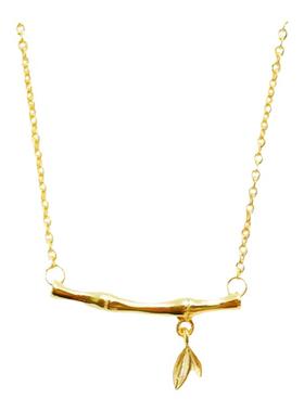 19716竹节项链 女纯银镀黄金色长青竹节节高吊坠锁骨链网红简约潮