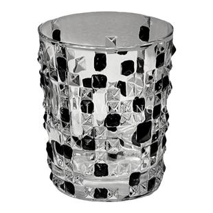 创意艺术感黑宝石酒杯限定手工高级感水杯轻奢水晶玻璃杯威士忌杯