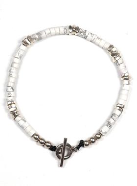 pohier宝喜儿男女白松石纯银手链