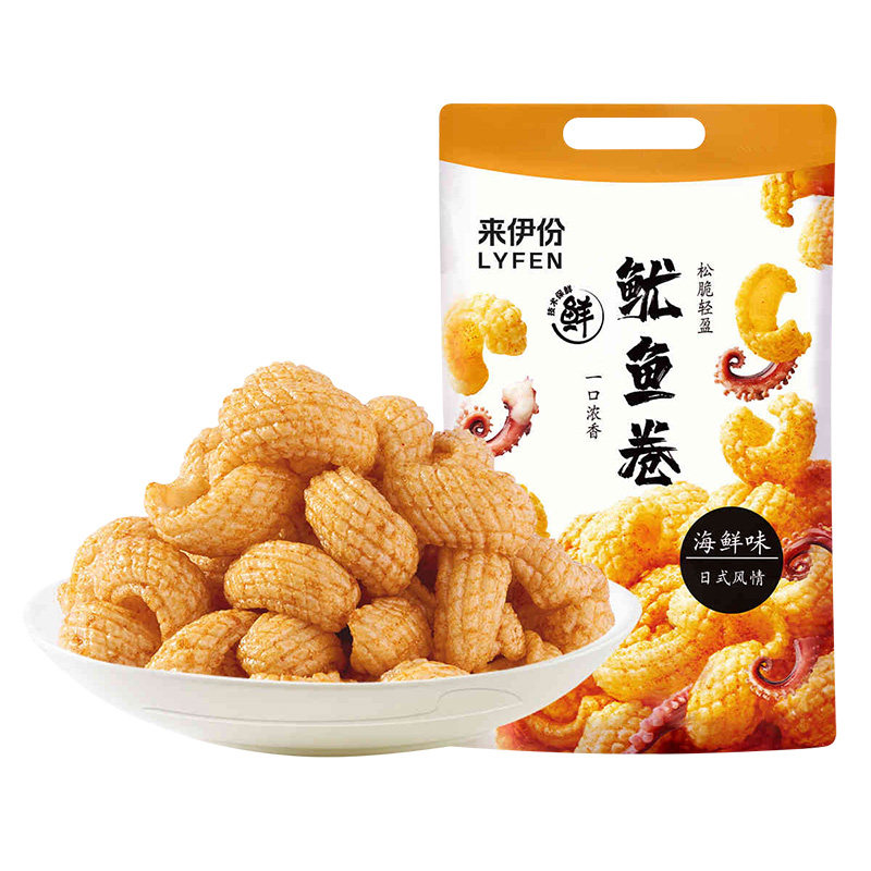 来伊份鱿鱼卷188g膨化食品大袋装