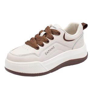 达芙妮真皮小白鞋女款厚底2026新款冬季百搭增高松糕运动女鞋板鞋