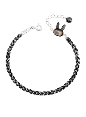 THISNESS纯银蝶贝兔子编织手链