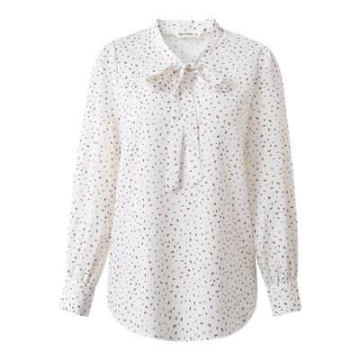 DTLANDO法式飘带雪纺碎花衬衫