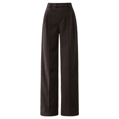 逸阳高腰加绒加厚醋酸羊毛直筒裤