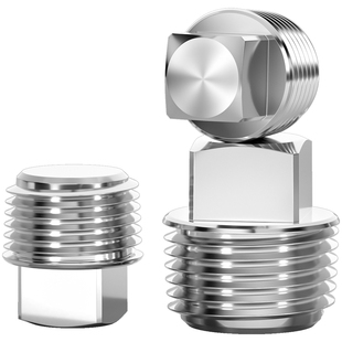 304不锈钢外四方堵头管堵2分4分6分螺塞外四角扳手堵头PT/NPT油堵