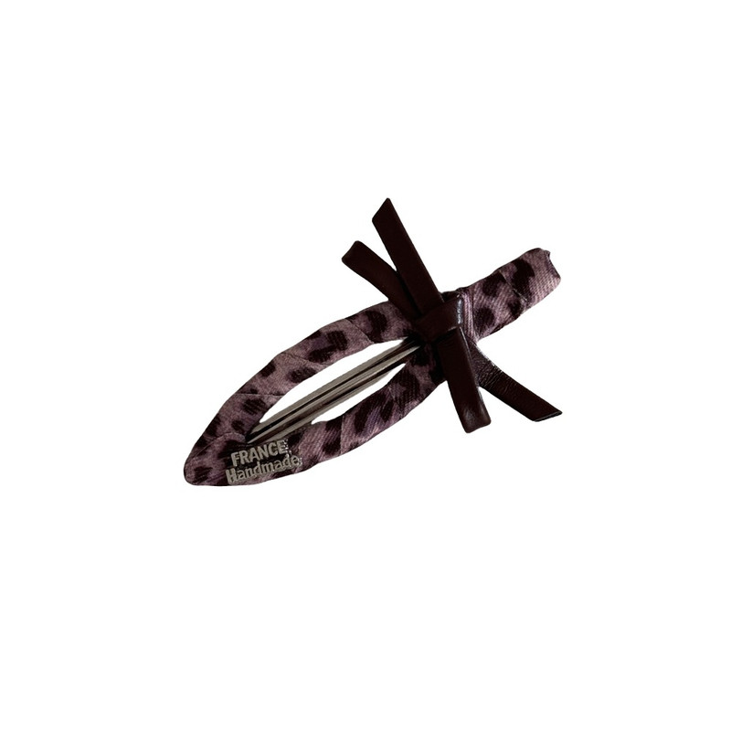 粉紫色豹纹皮质蝴蝶结发夹气质高级感刘海夹鲨鱼夹百搭发卡发饰