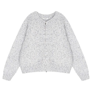 niko and...毛衣女[十五]25冬季新款双拉链混色针织开衫607105