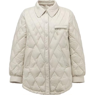 轻薄90白鸭绒羽绒服女中长款2025新款衬衫领宽松韩版时尚保暖外套