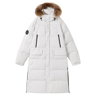BOYLONDON中长款白色冬90绒羽绒服连帽拒水绒男女同款外套N26003