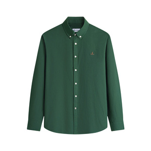 Navigare意大利小帆船绿色休闲衬衫男士春季新款纯棉磨毛长袖衬衣