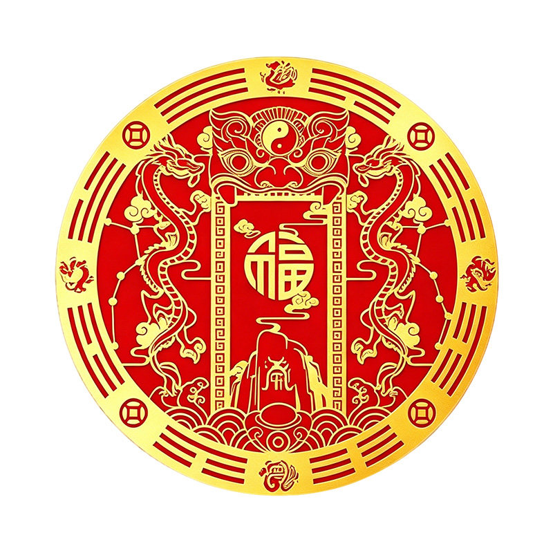 双龙贴化解开门见衣柜角门对门吉祥纳福贴纸开运装饰门贴招财进福