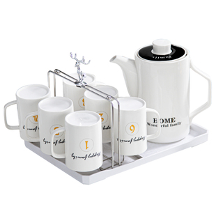 客厅水杯套装高颜值冷水壶陶瓷乔迁送礼办公室泡茶壶区分数字杯子