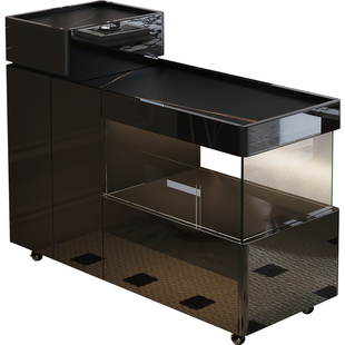 轻奢实木沙发边几烧水泡茶一体茶水柜小茶几高级感黑色可移动边柜