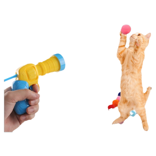 猫咪玩具毛球绒球发射枪自嗨解闷弹力无声静音球耐咬逗猫棒宠物球