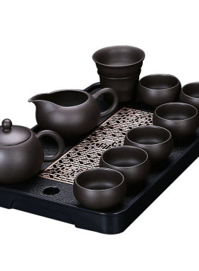 紫砂功夫茶具黑泥西施茶壶茶杯整套喝茶中式高档礼盒送礼茶具套装