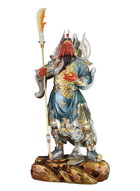 纯铜关羽关二爷神像家用九龙关公