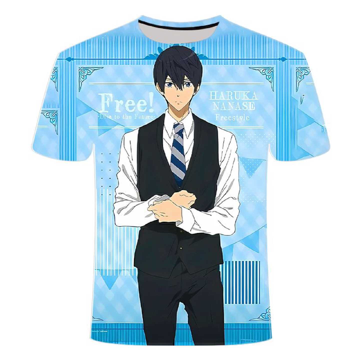 夏季3D印花 free!男子游泳部七濑遥二次元男女款潮流T恤