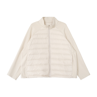 安妮森林插肩袖拼接鹅绒羽绒服