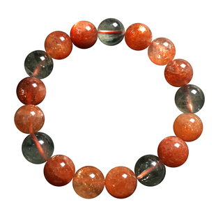 天然阿鲁沙长石小颗粒手链冰透绿柱石金太阳石日光石水晶手串送礼