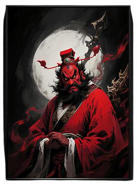 钟馗挂画伏魔装饰画入户玄关画过道走廊镇宅驱邪壁画中堂风水挂画