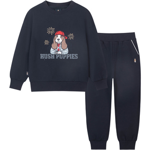 暇步士童装儿童套装春秋新品男童休闲女童卫衣卫裤运动新年款套装