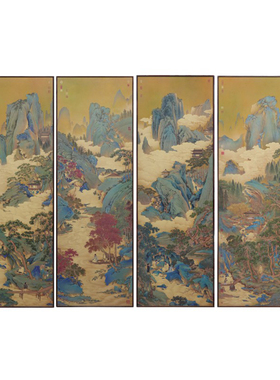 禧乐长安四联屏仇英黄铜画