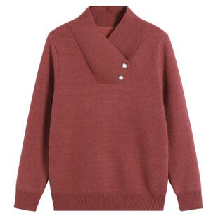 大码妈妈冬装加绒毛衣女加厚短款上衣羊绒秋冬季一体绒内搭打底衫