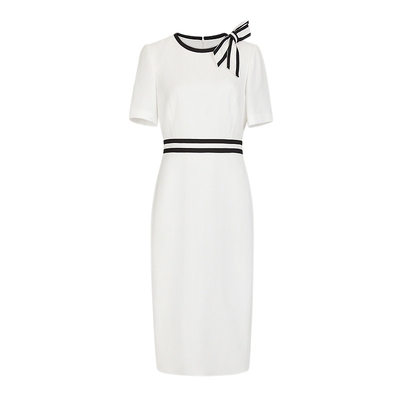 MOJO AVENUE莫佐撞色千金风设计感连衣裙2025年新款复古修身长裙