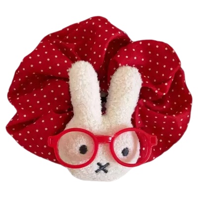 可爱卡通米菲兔格子条纹眼镜发圈