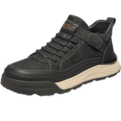 百丽男鞋加绒高帮休闲板鞋男士25冬新款商场款厚底工装鞋8WQ01DD5