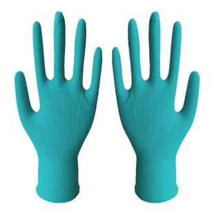 特厚绿色一次性丁腈橡胶手套钻石纹防滑工业级劳保耐磨工作修车用