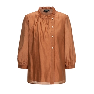 Scofield女装浪漫欧根纱荷叶领衬衫七分袖衬衫女上衣2025夏季新品