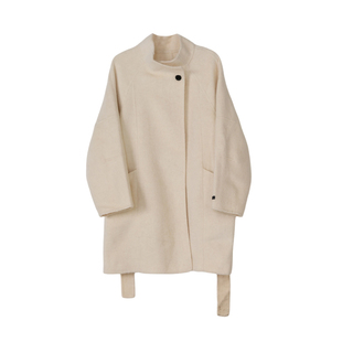 ENJOYME 商场同款一粒扣纯羊毛大衣女2025年秋季新款立领呢子外套