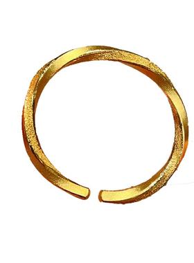 越南沙金四方扭纹沙亮面开口手镯实心手环女款时尚简约气质手饰潮