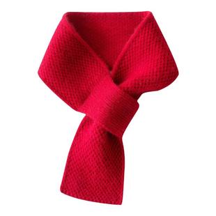 疙瘩针穿孔小围巾100%纯山羊绒围脖领巾女加厚脖颈脖套保暖假领子