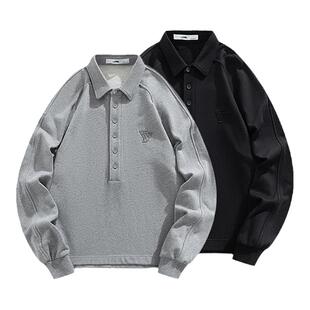 【马嘉祺同款】VWL春男女同款翻领卫衣美式宽松情侣休闲POLO卫衣