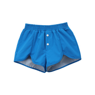 运动工装蓝色短裤女2026夏季新款外穿宽松A字速干跑步休闲五分裤