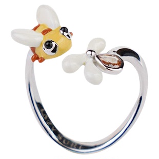 LAZYSURI懒苏芮繁忙小蜜蜂珐琅戒指女款开口戒指可爱创意饰品礼物