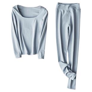 美雅碧低领保暖内衣德绒打底衫方领发热女士修身加绒加厚秋衣秋裤