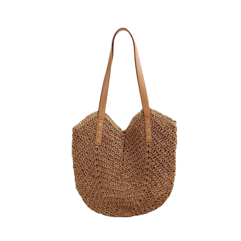 文艺慵懒风网格编织包草包女夏天沙滩度假草编包2025新款单肩包包