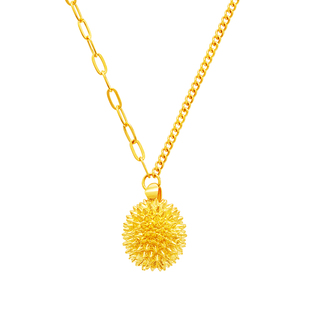 黄金榴莲项链女生纯金吊坠AB链女款5G套链999足金情人节七夕礼物