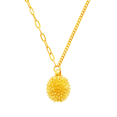 足金榴莲项链黄金套链七夕礼物