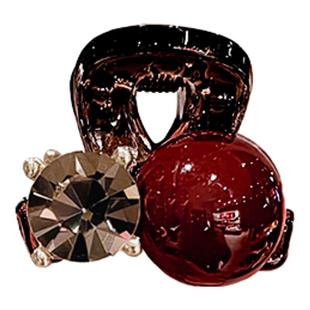 红色珍珠迷你小抓夹女前额侧边小夹子2024新款刘海夹水钻发夹发饰