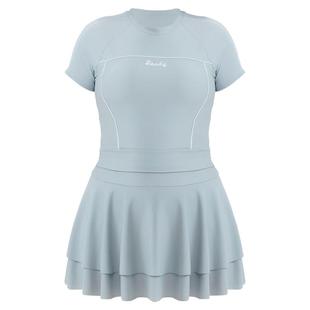 大码分体初学者游泳衣女微胖遮肉裙式泳衣胖mm游泳馆专用灰色泳装