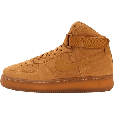 Nike耐克大童鞋AF1空军一号女鞋高帮小麦色休闲鞋板鞋CK0262-700